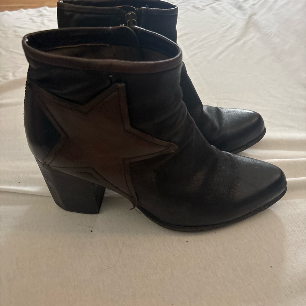 A.S.98 Black and Brown Star Ankle Booties
